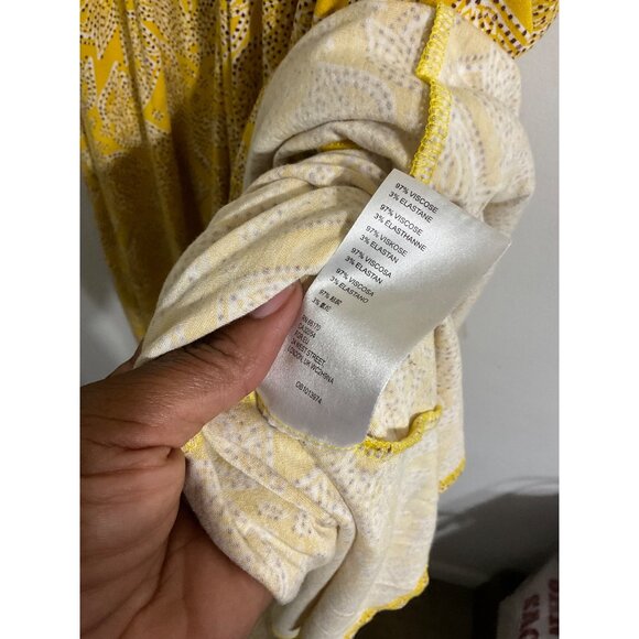MAEVE by ANTHROPOLOGIE Fete Midi Asymmetrical Dress Yellow size Medium - Picture 8 of 14